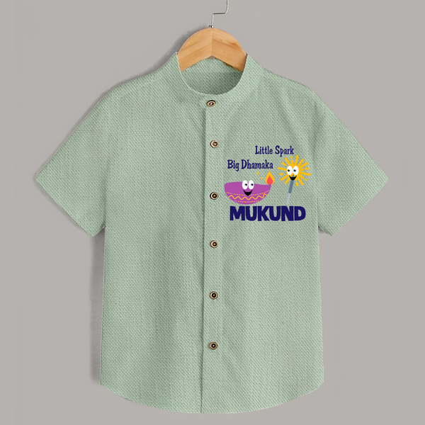 Little Spark Big Dhamaka Shirt - MINT GREEN - 0 - 6 Months Old (Chest 23")