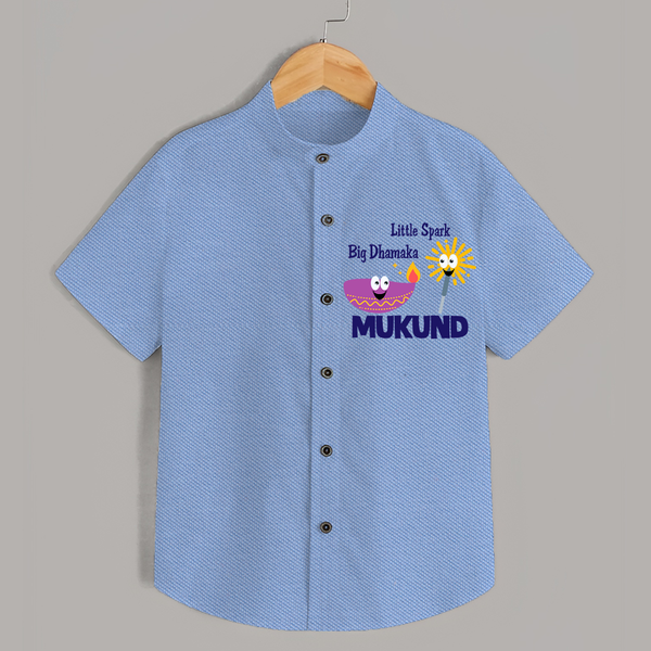 Little Spark Big Dhamaka Shirt - SKY BLUE - 0 - 6 Months Old (Chest 23")