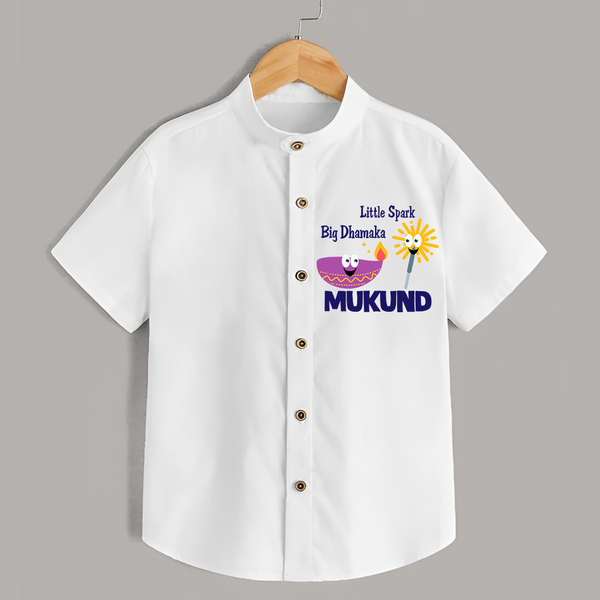 Little Spark Big Dhamaka Shirt - WHITE - 0 - 6 Months Old (Chest 23")
