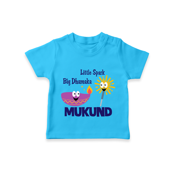 Little Spark Big Dhamaka Tshirt - SKY BLUE - 0-5 Months Old (Chest 17")