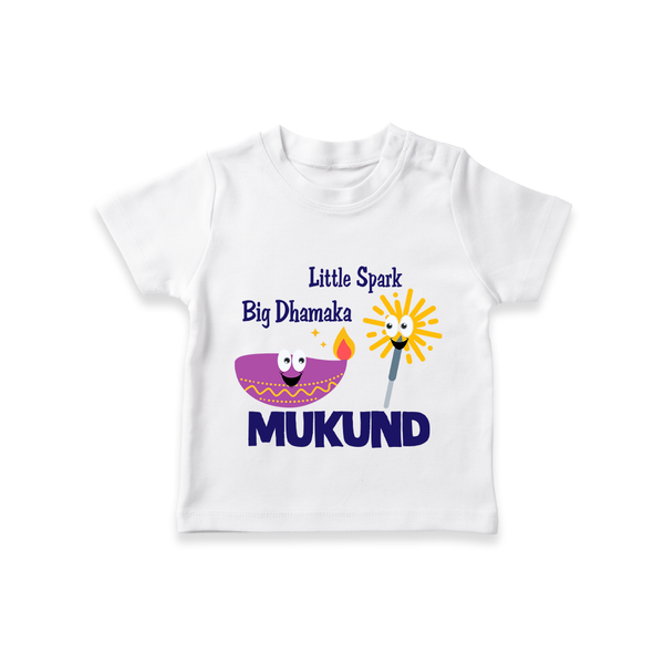 Little Spark Big Dhamaka Tshirt - WHITE - 0-5 Months Old (Chest 17")