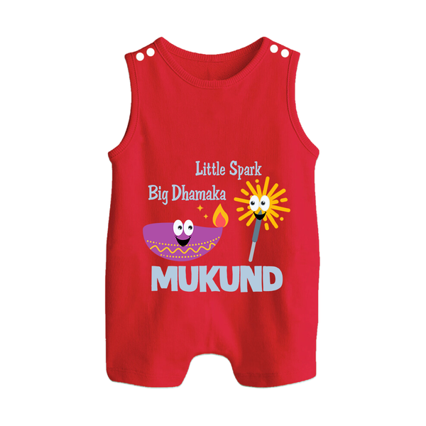 Little Spark Big Dhamaka Button Romper - RED - New Born (Chest 18")
