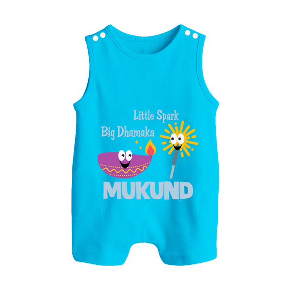 Little Spark Big Dhamaka Button Romper - SKY BLUE - New Born (Chest 18")
