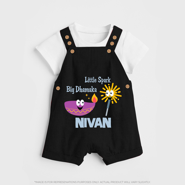 Little Big Dhamaka Dungaree Set | Custom Baby Dungaree Set for Festival Fun - BLACK - 0 - 5 Months Old (Chest 18")