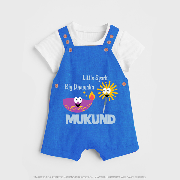 Little Spark Big Dhamaka Dungaree - COBALT BLUE - 0 - 5 Months Old (Chest 18")