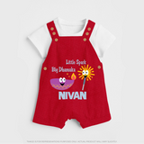 Little Big Dhamaka Dungaree Set | Custom Baby Dungaree Set for Festival Fun - RED - 0 - 5 Months Old (Chest 18")