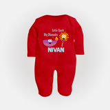 Little Big Dhamaka Sleep suit | Custom Baby Sleep suit for Festival Fun - RED - New Born (Chest 7.5")