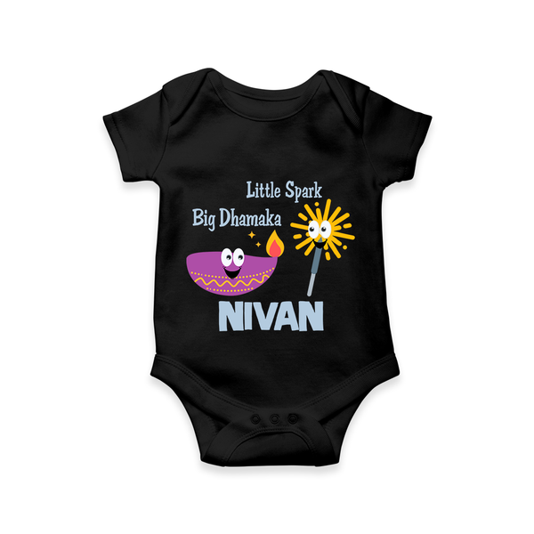 Little Big Dhamaka Romper | Custom Baby Romper for Festival Fun - BLACK - New Born (Chest 14")