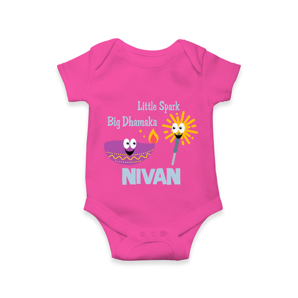 Little Big Dhamaka Romper | Custom Baby Romper for Festival Fun - HOT PINK - New Born (Chest 14")
