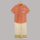 Little Big Dhamaka Shirt and Dhoti | Custom Baby Shirt and Dhoti for Festival Fun - ORANGE - 0 - 6 Months Old (Chest-23") (Dhoti length-14")