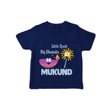 Little Spark Big Dhamaka Tshirt - NAVY BLUE - 0-5 Months Old (Chest 17")