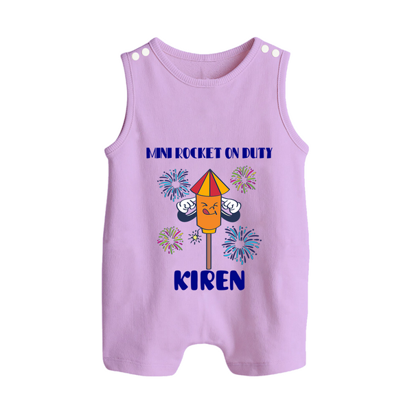Mini Rocket on Duty Romper Suit | Personalized Baby Romper Suit for Diwali Celebration - LILAC - 0 - 5 Months Old (Chest 18")