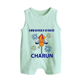 Mini Rocket Diwali Button Romper - MINT GREEN - New Born (Chest 18")