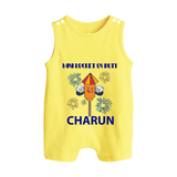 Mini Rocket Diwali Button Romper - PASTEL YELLOW - New Born (Chest 18")