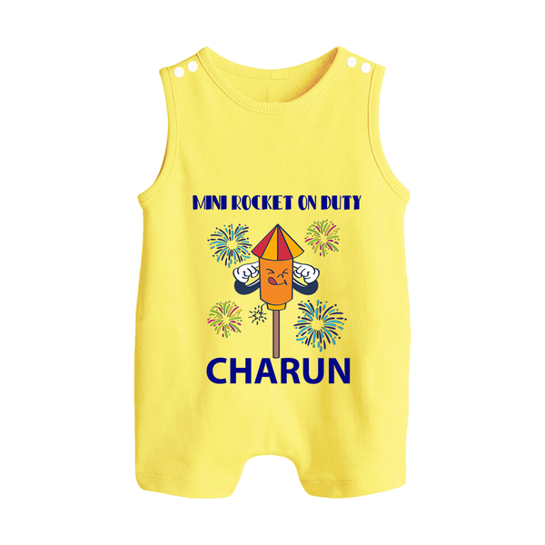 Mini Rocket Diwali Button Romper - PASTEL YELLOW - New Born (Chest 18")