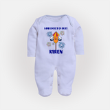 Mini Rocket on Duty Sleep suit | Personalized Baby Sleep suit for Diwali Celebration - BABY BLUE - New Born (Chest 7.5")