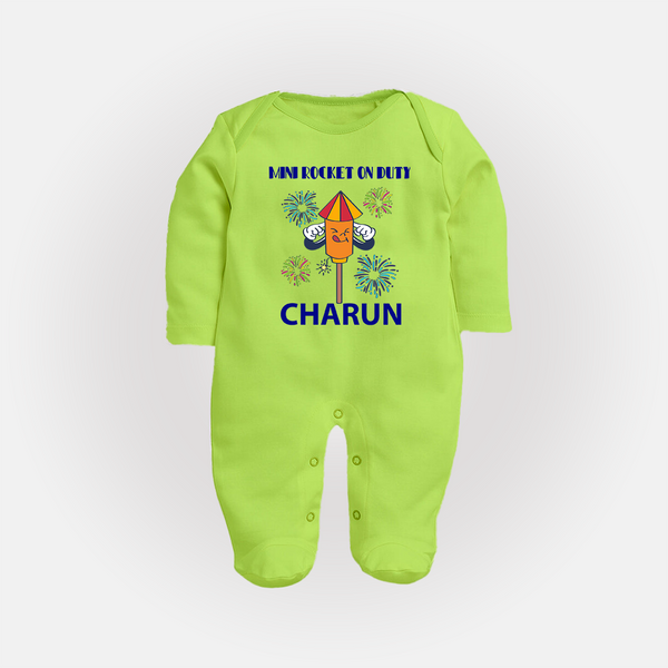Mini Rocket Diwali Full Body Suit - LIME GREEN - New Born (Chest 7.5")
