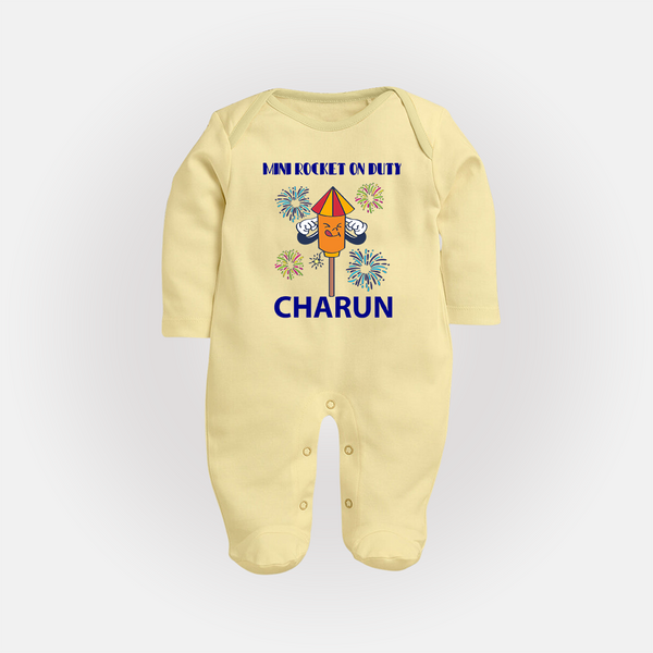 Mini Rocket Diwali Full Body Suit - PASTEL YELLOW - New Born (Chest 7.5")