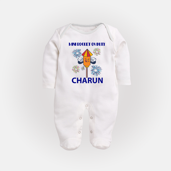 Mini Rocket Diwali Full Body Suit - WHITE - New Born (Chest 7.5")
