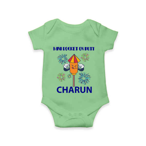 Mini Rocket Diwali Romper - GREEN - New Born (Chest 14")