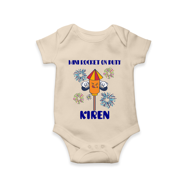 Mini Rocket on Duty Romper | Personalized Baby Romper for Diwali Celebration - IVORY - New Born (Chest 14")