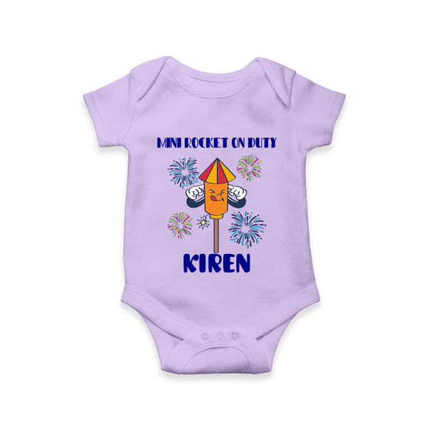 Mini Rocket on Duty Romper | Personalized Baby Romper for Diwali Celebration - LILAC - New Born (Chest 14")