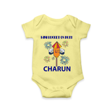 Mini Rocket Diwali Romper - PASTEL YELLOW - New Born (Chest 14")
