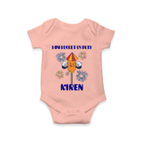 Mini Rocket on Duty Romper | Personalized Baby Romper for Diwali Celebration - PEACH - New Born (Chest 14")