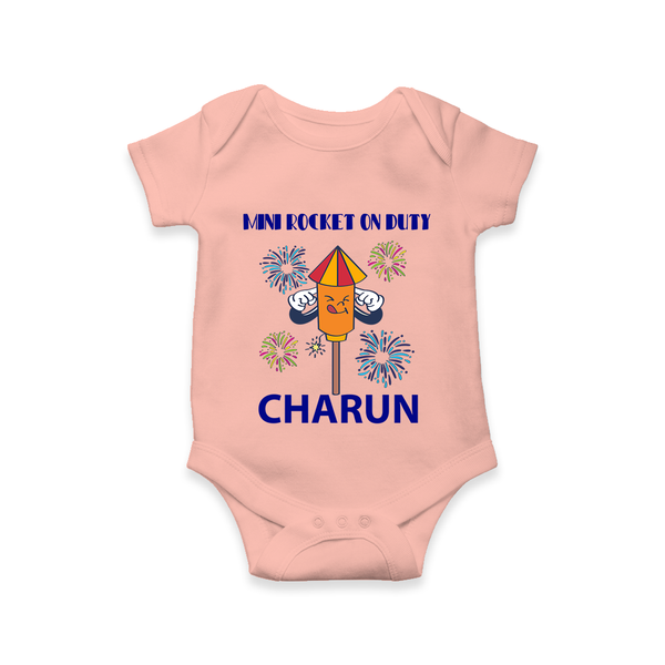 Mini Rocket Diwali Romper - PEACH - New Born (Chest 14")