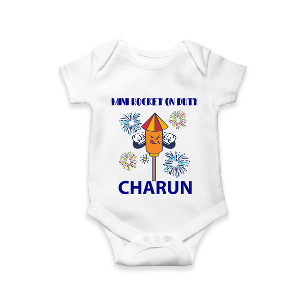Mini Rocket Diwali Romper - WHITE - New Born (Chest 14")