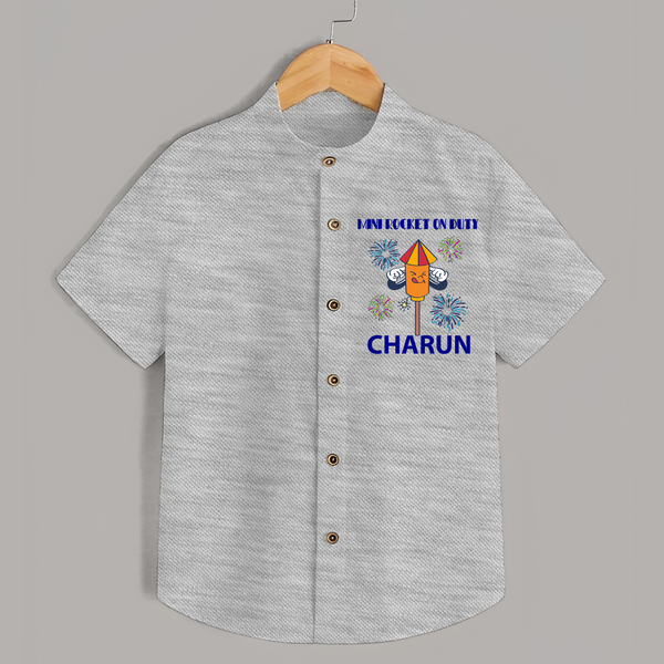 Mini Rocket Diwali Shirt - GREY - 0 - 6 Months Old (Chest 23")