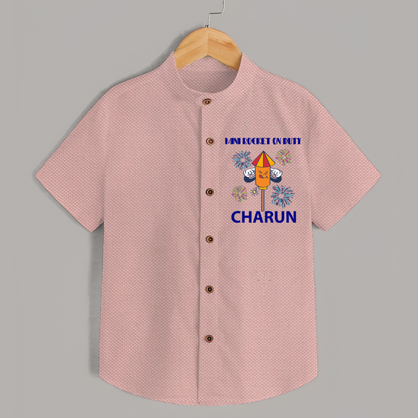 Mini Rocket Diwali Shirt - PEACH - 0 - 6 Months Old (Chest 23")