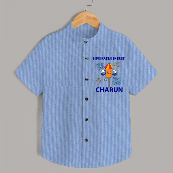 Mini Rocket Diwali Shirt - SKY BLUE - 0 - 6 Months Old (Chest 23")
