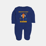 Mini Rocket on Duty Sleep suit | Personalized Baby Sleep suit for Diwali Celebration - NAVY BLUE - New Born (Chest 7.5")