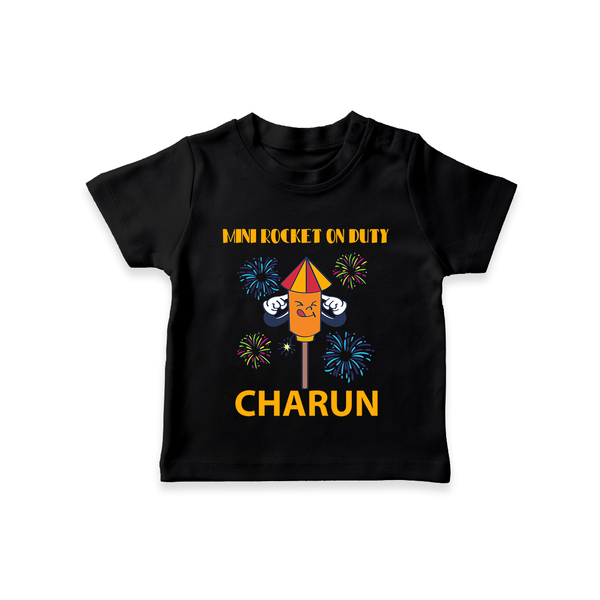 Mini Rocket Diwali Tshirt - BLACK - 0-5 Months Old (Chest 17")