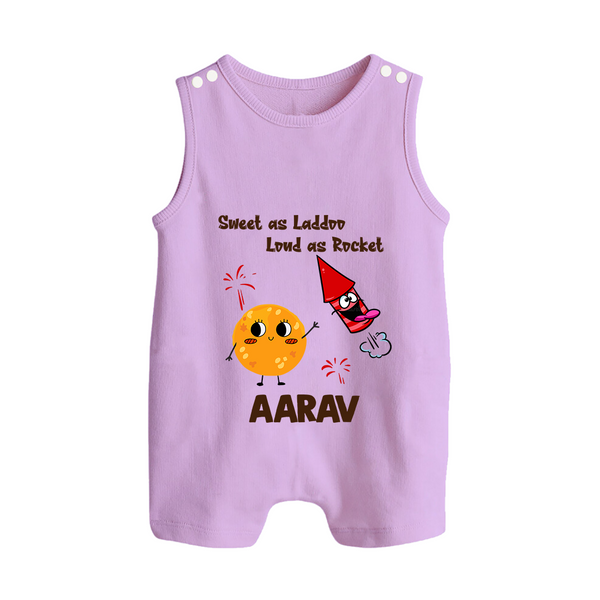 Sweet as Laddoo Loud as Rocket Romper Suit | Custom Baby Romper Suit for Festival Fun - LILAC - 0 - 5 Months Old (Chest 18")