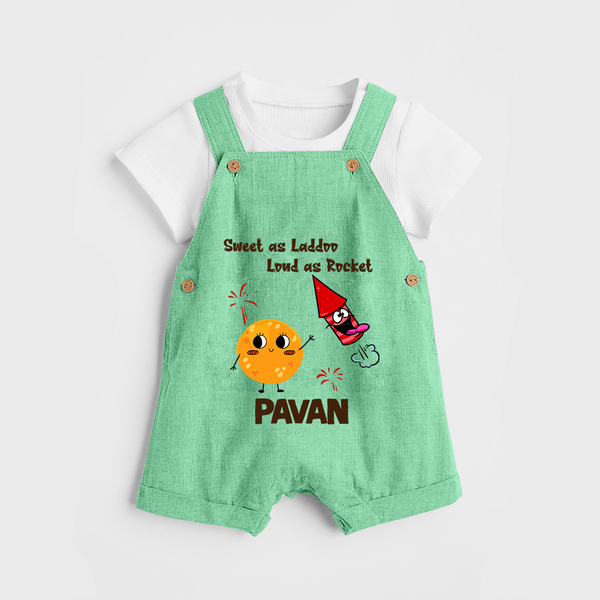 Sweet Laddu Rocket Dungaree - GREEN - 0 - 5 Months Old (Chest 18")