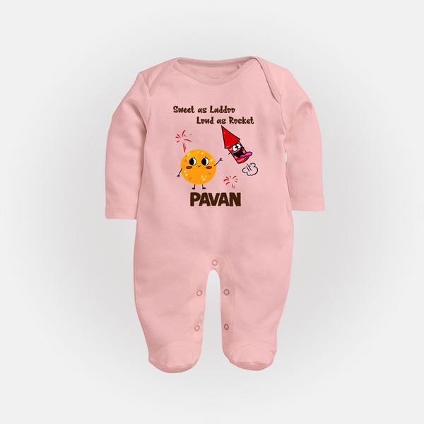 Sweet Laddu Rocket Full Body Suit - BABY PINK - New Born (Chest 7.5")