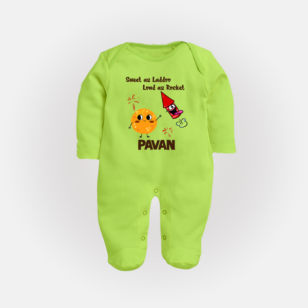 Sweet Laddu Rocket Full Body Suit - LIME GREEN - New Born (Chest 7.5")
