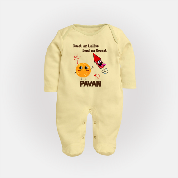 Sweet Laddu Rocket Full Body Suit - PASTEL YELLOW - New Born (Chest 7.5")