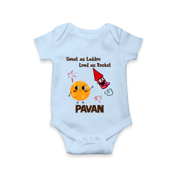 Sweet Laddu Rocket Romper - BABY BLUE - New Born (Chest 14")