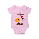 Sweet as Laddoo Loud as Rocket Romper | Custom Baby Romper for Festival Fun - BABY PINK - New Born (Chest 14")