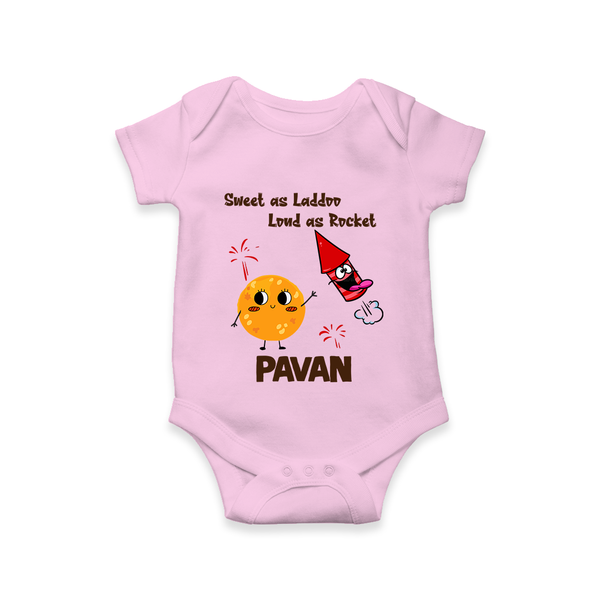 Sweet Laddu Rocket Romper - BABY PINK - New Born (Chest 14")