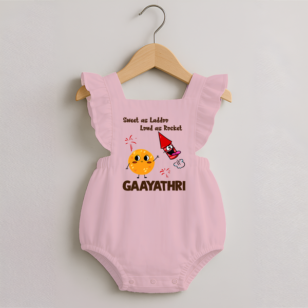 Sweet Laddu Rocket Romper Frock - BABY PINK - 0 - 3 Months Old (Chest 19")