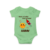 Sweet as Laddoo Loud as Rocket Romper | Custom Baby Romper for Festival Fun - GREEN - New Born (Chest 14")