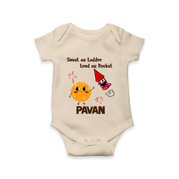 Sweet Laddu Rocket Romper - IVORY - New Born (Chest 14")