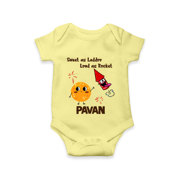 Sweet Laddu Rocket Romper - PASTEL YELLOW - New Born (Chest 14")