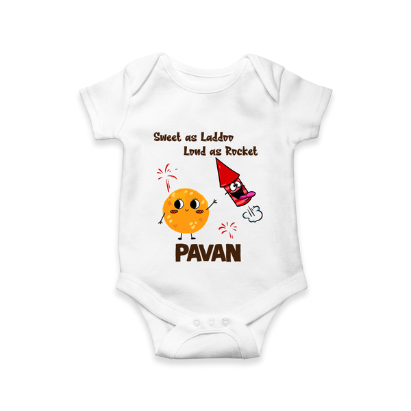Sweet Laddu Rocket Romper - WHITE - New Born (Chest 14")
