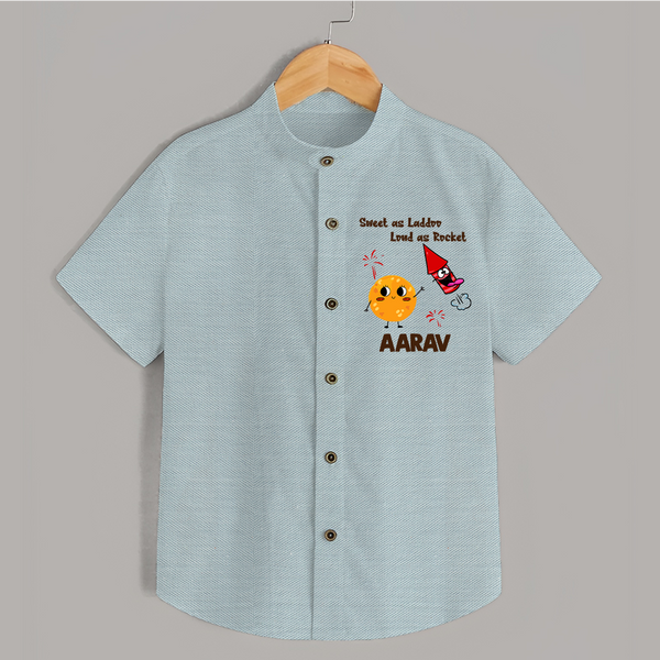 Sweet as Laddoo Loud as Rocket Shirt | Custom Baby Shirt for Festival Fun - ARCTIC BLUE - 0 - 6 Months Old (Chest 23")