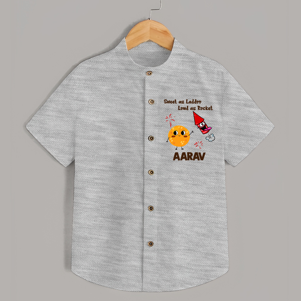 Sweet as Laddoo Loud as Rocket Shirt | Custom Baby Shirt for Festival Fun - GREY - 0 - 6 Months Old (Chest 23")